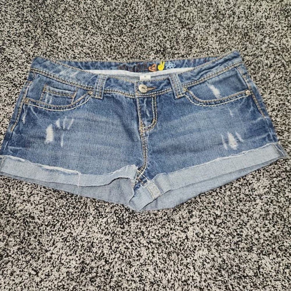 Classic Blue Denim Women's Shorts - Distressed Cuffed Jean Shorts